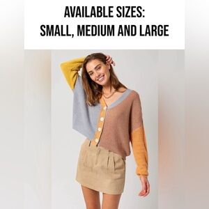 NWT-Oversized Colorful Long Sleeve Short Cardigan